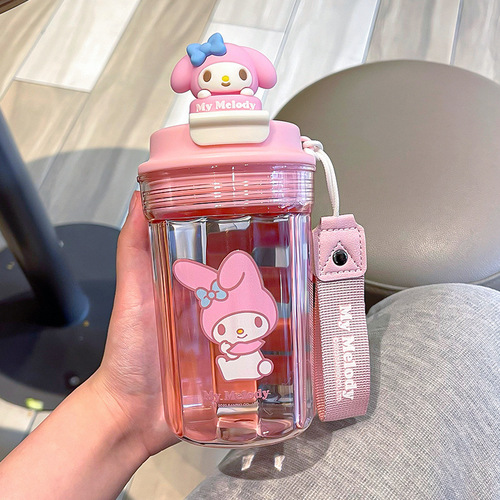 Sanrio genuine children's plastic cup, good-looking boy and girl student water cup, cute cinnamon dog doll coffee cup
