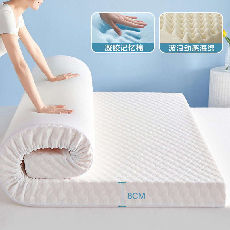Cobertura de colchón de espuma viscoelástica de gel, acolchado acolchado para dormitorio de estudiantes, cama de alquiler individual y doble, colchón