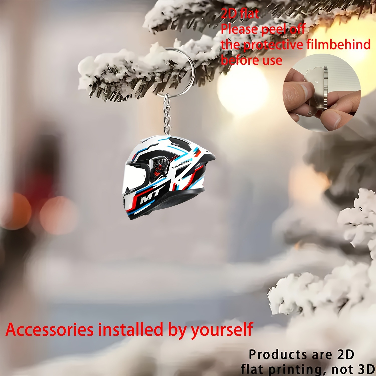 Transfronterizo nuevo acrílico plano dinámico casco llavero para automóviles colgantes de decoración del hogar colgantes