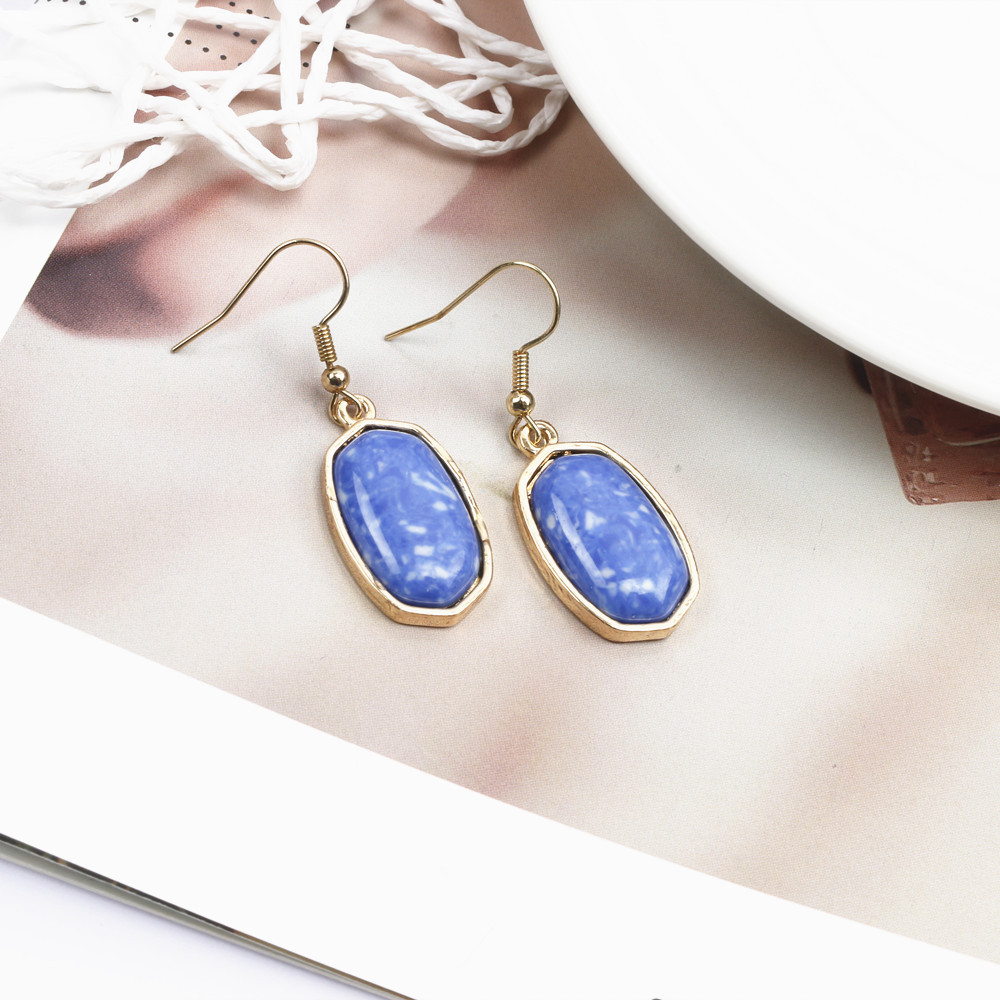 Artificial Gemstones Inlay Material 1 Pair Simple Style Rhombus Alloy Inlay Artificial Gemstones Women's Drop Earrings