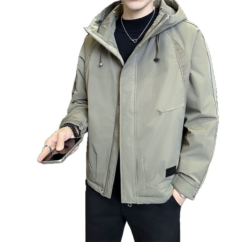 가을 겨울 신상 심플 클립 면 후드 외투 남자 캐주얼 방풍 돌격복 두꺼운 트