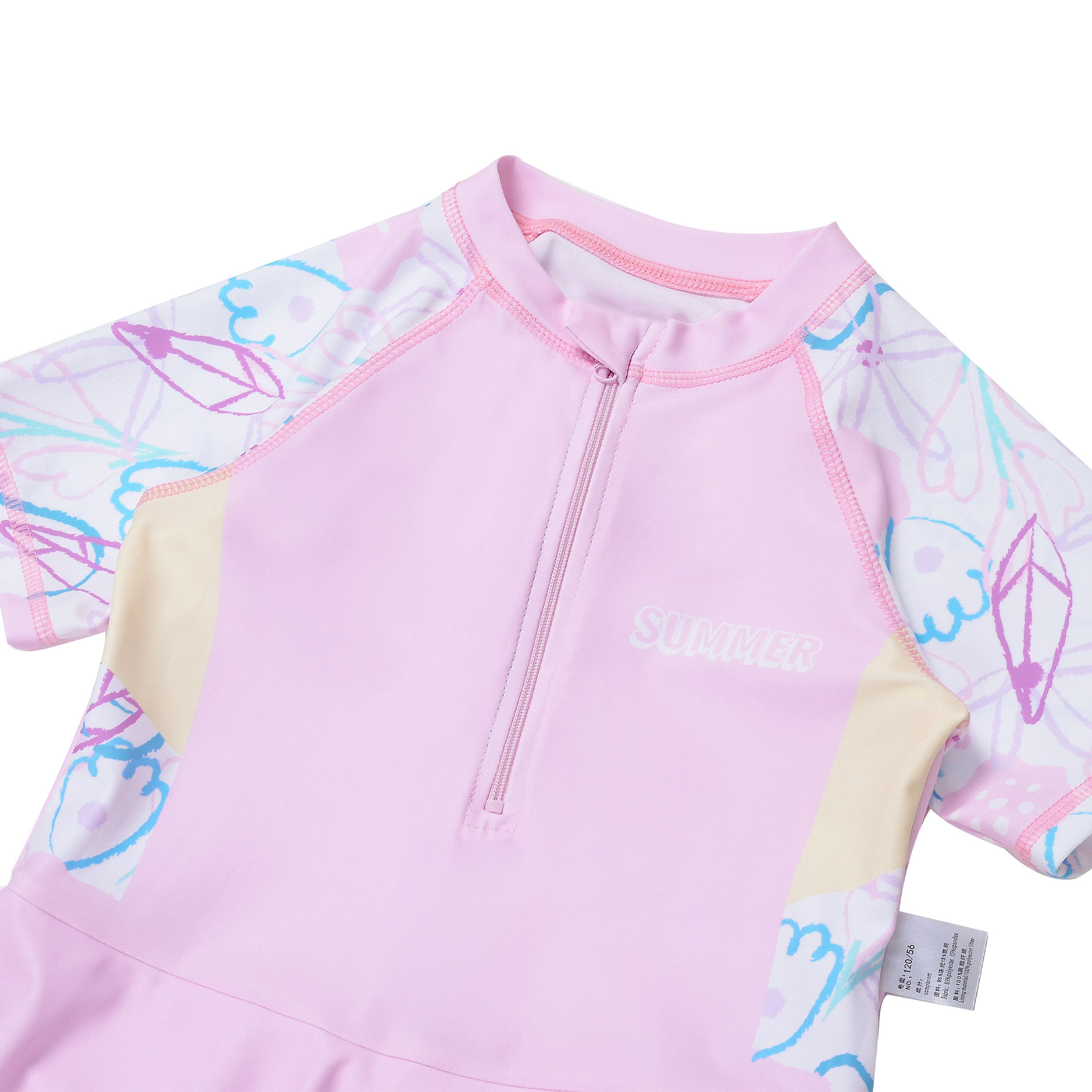 Pige badedragt solbeskyttelse prinsesse stil lyserød rød_voghion.com