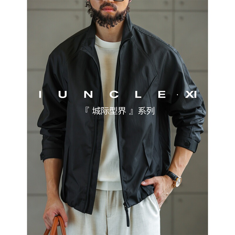 IUNCLEXI/Xi Shu [Stiff and Wrinkle-Resistant] Autumn New Casual Stand-Collar Jacket for Men with a Split Design