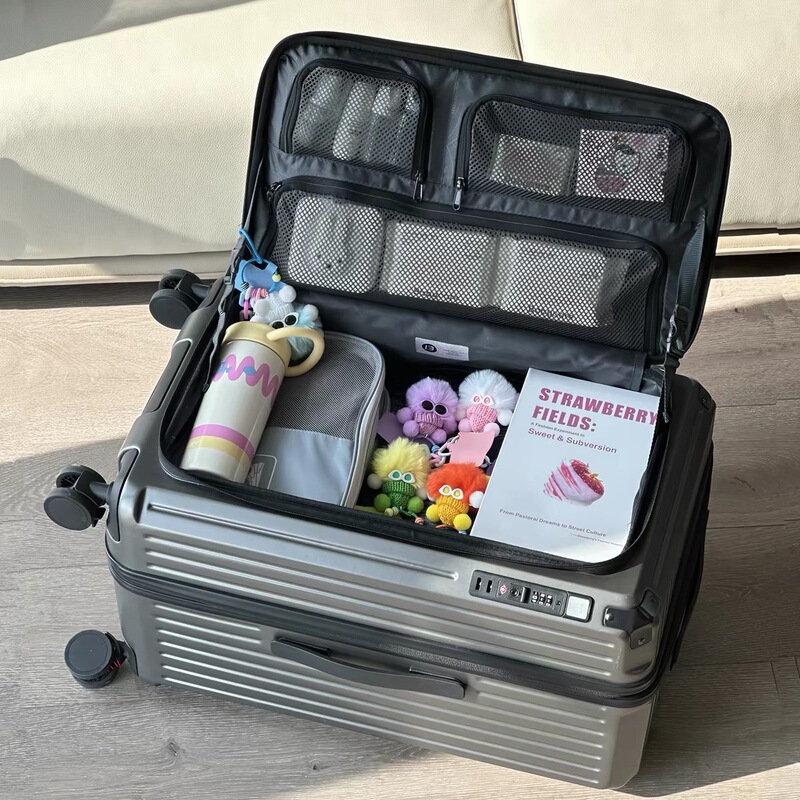 Five-Wheel Deep Compartment Extra-Large Capacity Suitcase 20inch Expandable Trolley Case Hard-Shell Side-Opening Suitcase