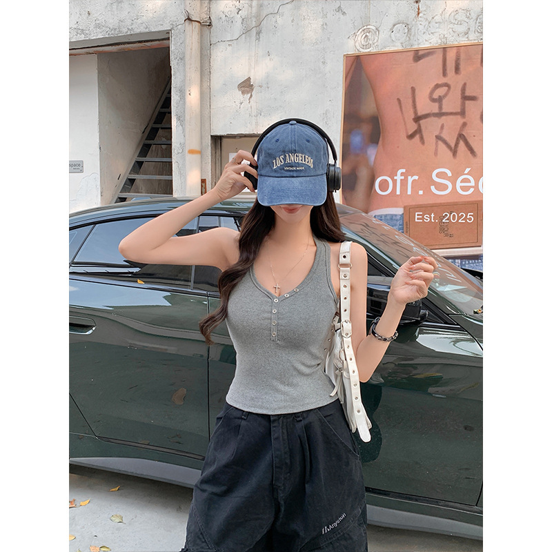 MosesQueen美式复古四色基础纯色背心吊带女2025夏季新款外穿上衣|undefined