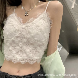 Lace Three-Dimensional Flower Base Camisole 2022 Summer New Slimming Women's Inner and Outer Top