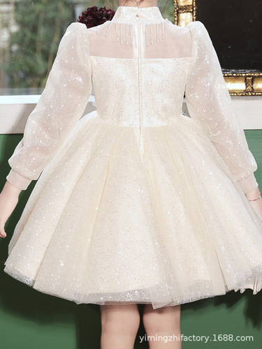 Girls' Dress for Birthday, Spring and Autumn, Long Sleeve, Cross-Border European and American Style, Children's Princess Dress, Long Sleeve, High-End Piano Performance Costume