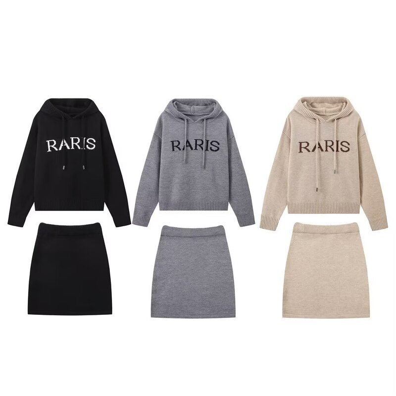 Foreign Trade Women's Clothing 2026 Spring European and American Style Fashion Casual Embroidered Hooded Sweater + Skirt Set for Women F4437 Foreign Trade Women's Clothing 2026 Spring European and American Style Fashion Casual Embroidered Hooded Sweater + Skirt Set for Women F4437