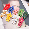 Fashionable multicoloured spray paint, retro earrings, European style, flowered