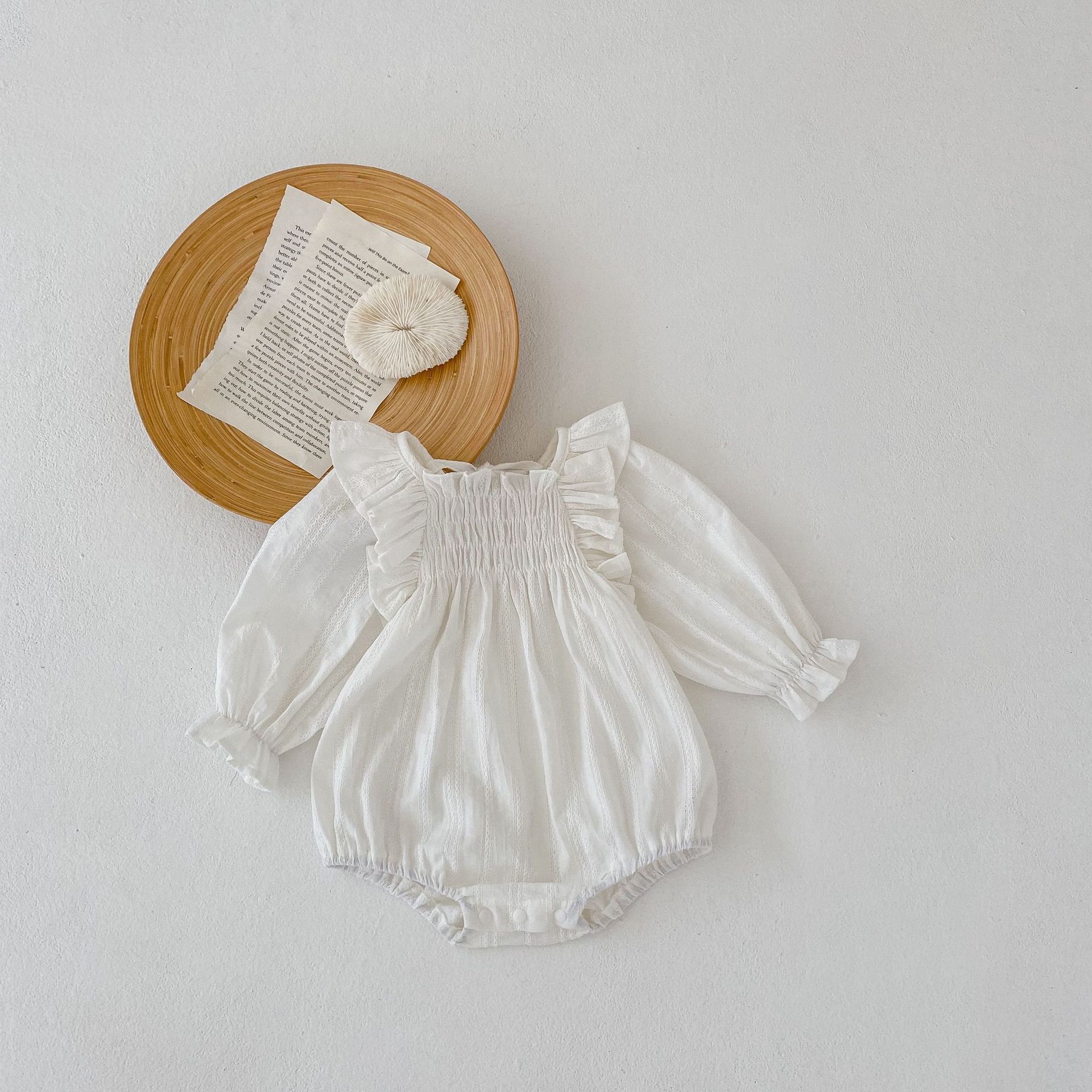 2024 Autumn Girl Baby Flying Strap Ha Yi Folded Long Sleeve Loose Triangle jumpsuit Crawler_voghion.com