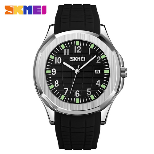 时刻美男士经典鹦鹉手雷非机械硅胶带石英表 防水单日历休闲手表