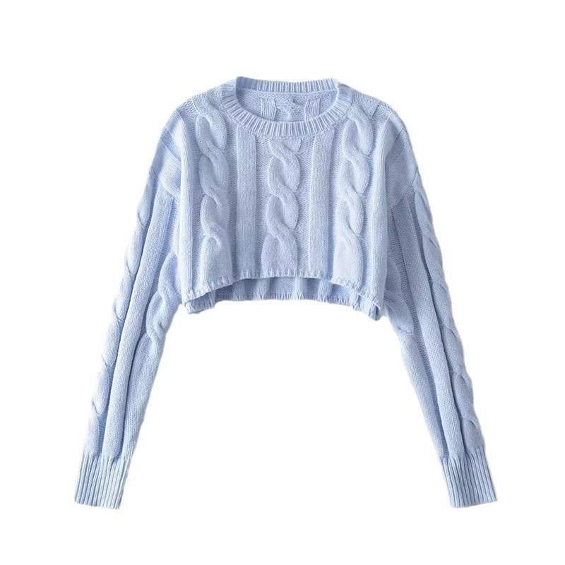Chica caliente transfronteriza invierno y otoño nuevo suéter de cintura alta corto, camiseta de punto, camiseta de punto, camiseta de mujer, chaqueta, chaqueta image 6
