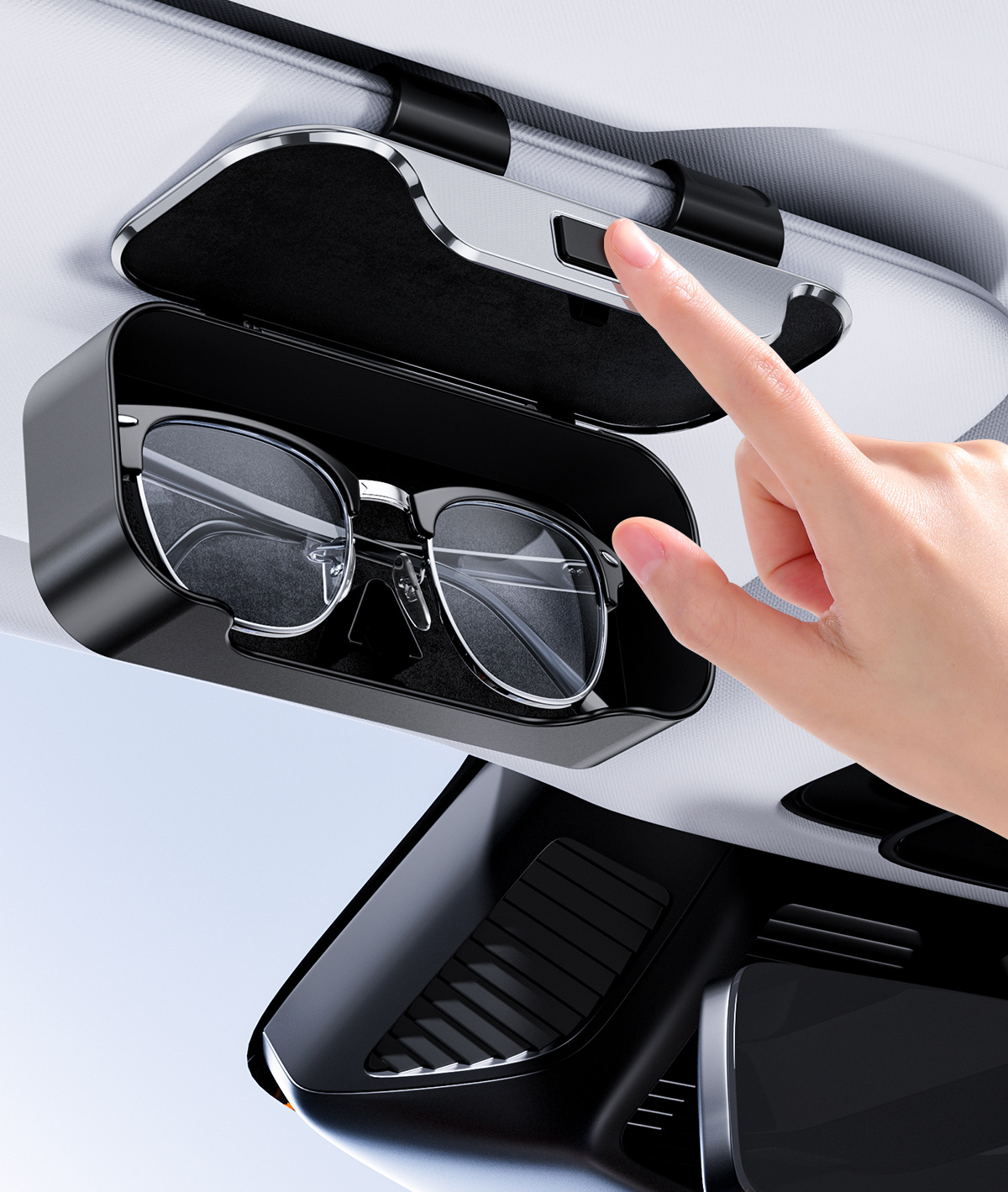 Car glasses case, car sun visor sunglasses clip, card storage box, sunglasses organizer, interior decoration accessories