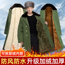 军绿大衣冬季加绒加厚劳保冷库防寒棉服男女老式东北棉大衣绿棉袄