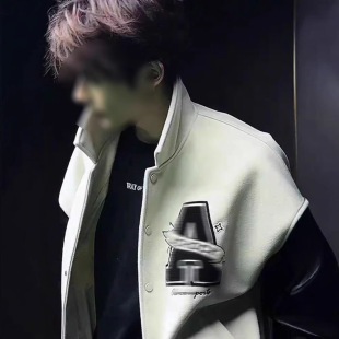 American Retro Baseball Jacket for Men and Women, New Spring and Autumn Style with Embroidered Collar, Couple's Loose Patchwork Top, Trendy