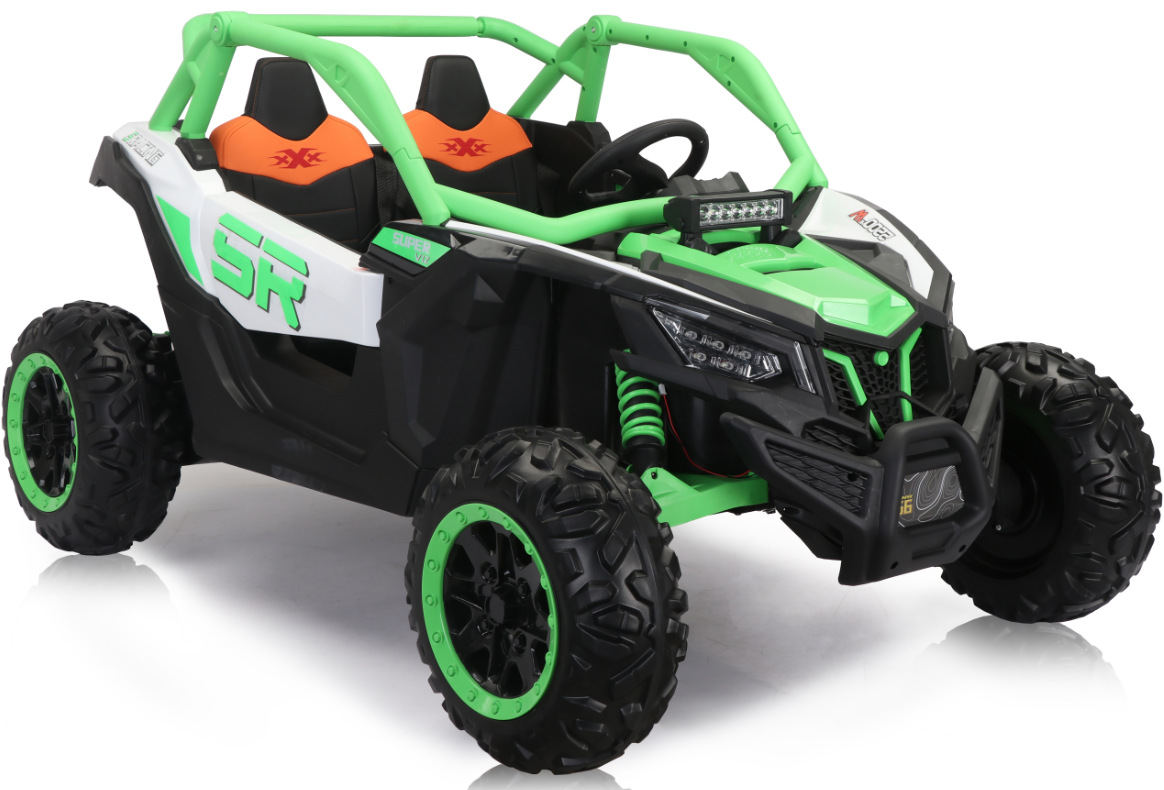 Un niño de 13 años, un gran vehículo todoterreno eléctrico de cuatro ruedas, un control remoto de dos plazas, puede sentarse en un automóvil para padres e hijos para adultos, un diseño de dos plazas