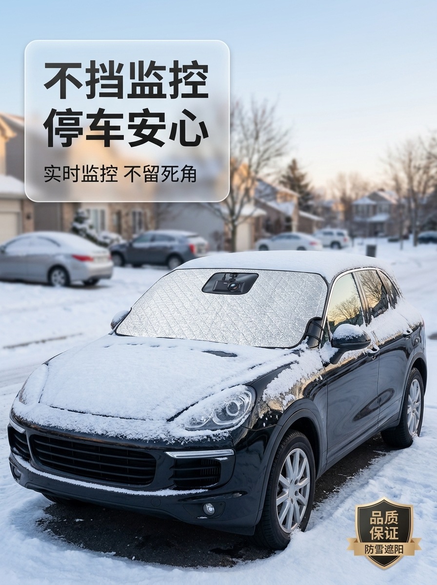 Car snow shield for front windshield, thickened snow protection half-cover, anti-freeze, sun protection, heat insulation, and sunshade for winter and summer