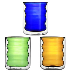 Colorful Spiral Double-Walled Glass Milk Cup Home Coffee Office Glass Juice Cup