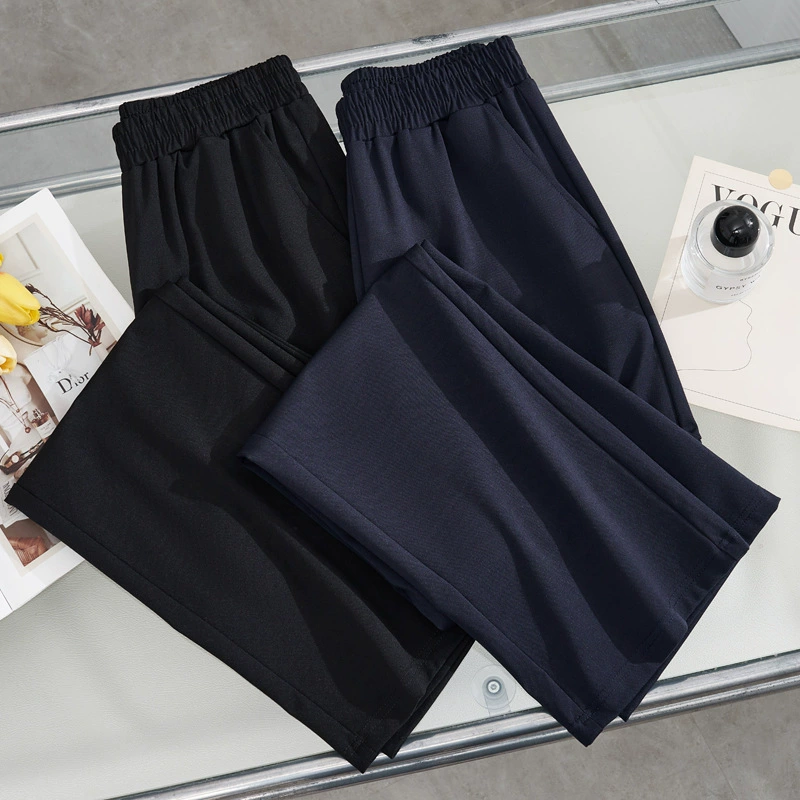 Summer thin extra large trousers for leisure, Korean style, plus size, loose straight fit, fitted