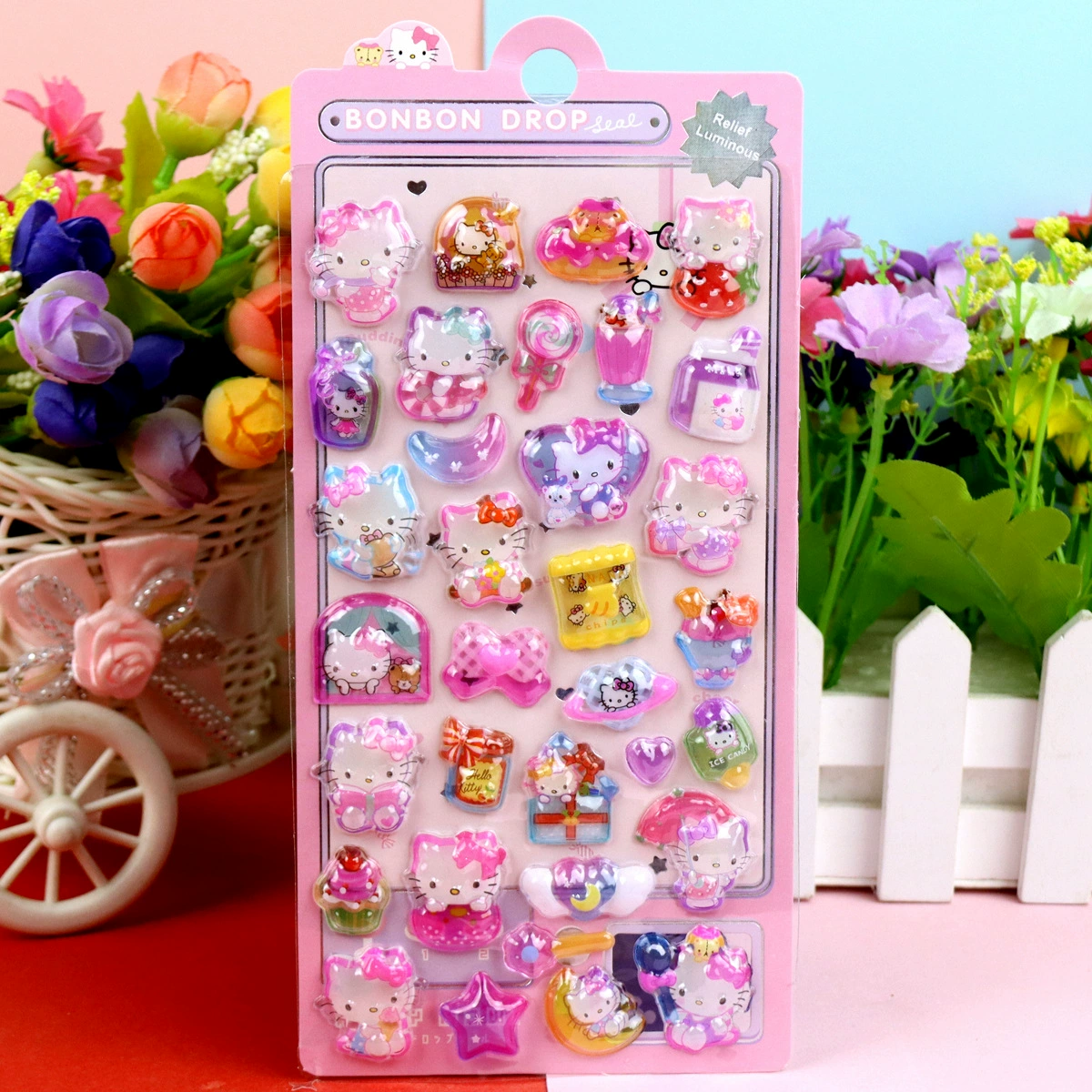 3D Luminous Embossed Sticker (Sanrio) — Cartoon Kids, 20.5×9 cm, 16 Styles