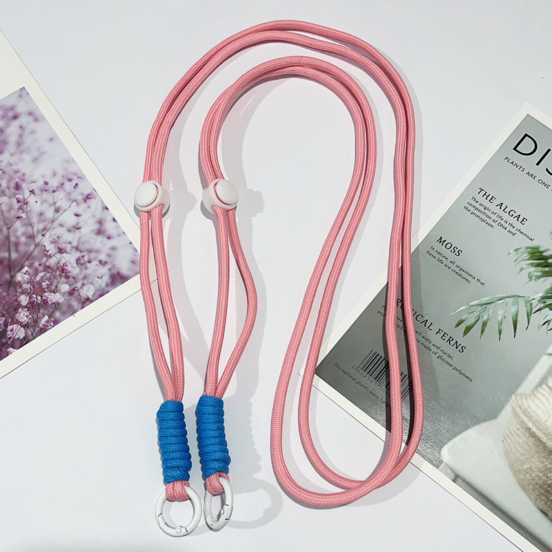 조절 가능한 긴 로프 - 사쿠라 핑크 다크 블루 매듭