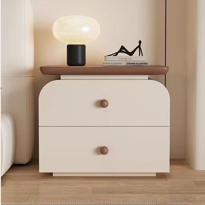 Solid Wood Bedside Table, Antique Cream Style, Simple Modern Bedroom Storage Cabinet, Cream Style Bedside Cabinet, Side Cabinet, Bedside Table