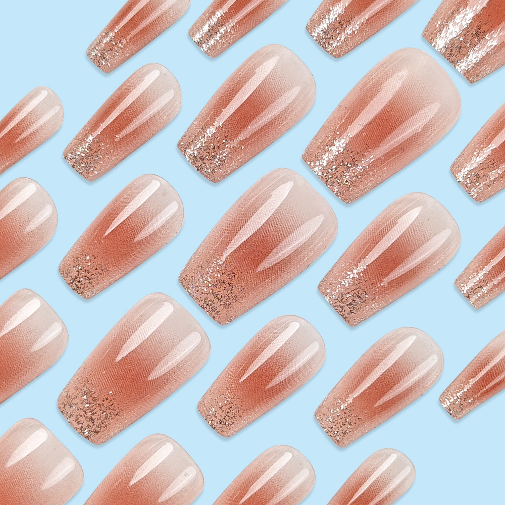 Dorado en polvo gradiente dulce y fresco parche de manicuras polvo desnudo fresco brillo de tendencia de manicuras románticas atmósfera de venta caliente para usar uñas