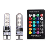 RGB автомобильная подсветка для фар T10 силикон 5050-6smd светодиодные цветные маленькие фонари номерного знака фонари мигают