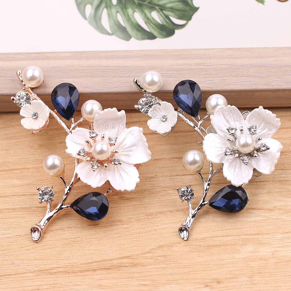 Elegante Barock Emaille Brosche Mit Kristallen & Filigran Design_voghion.com