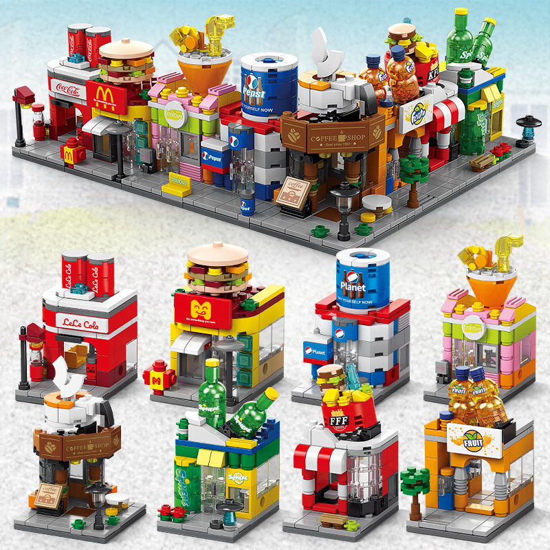 Lele Brothers building blocks compatible with Lego children's puzzle assembled House toy boy puzzle Street View model