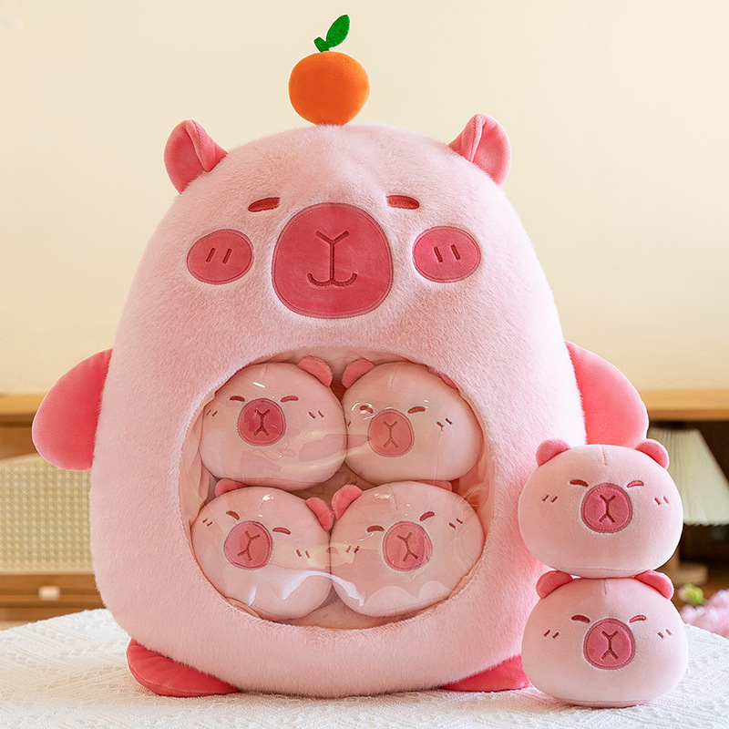 Almohada/cojín de peluche oficial y adorable de capibara, con snacks, muñeco suave, regalo para niñas o niños. image 7