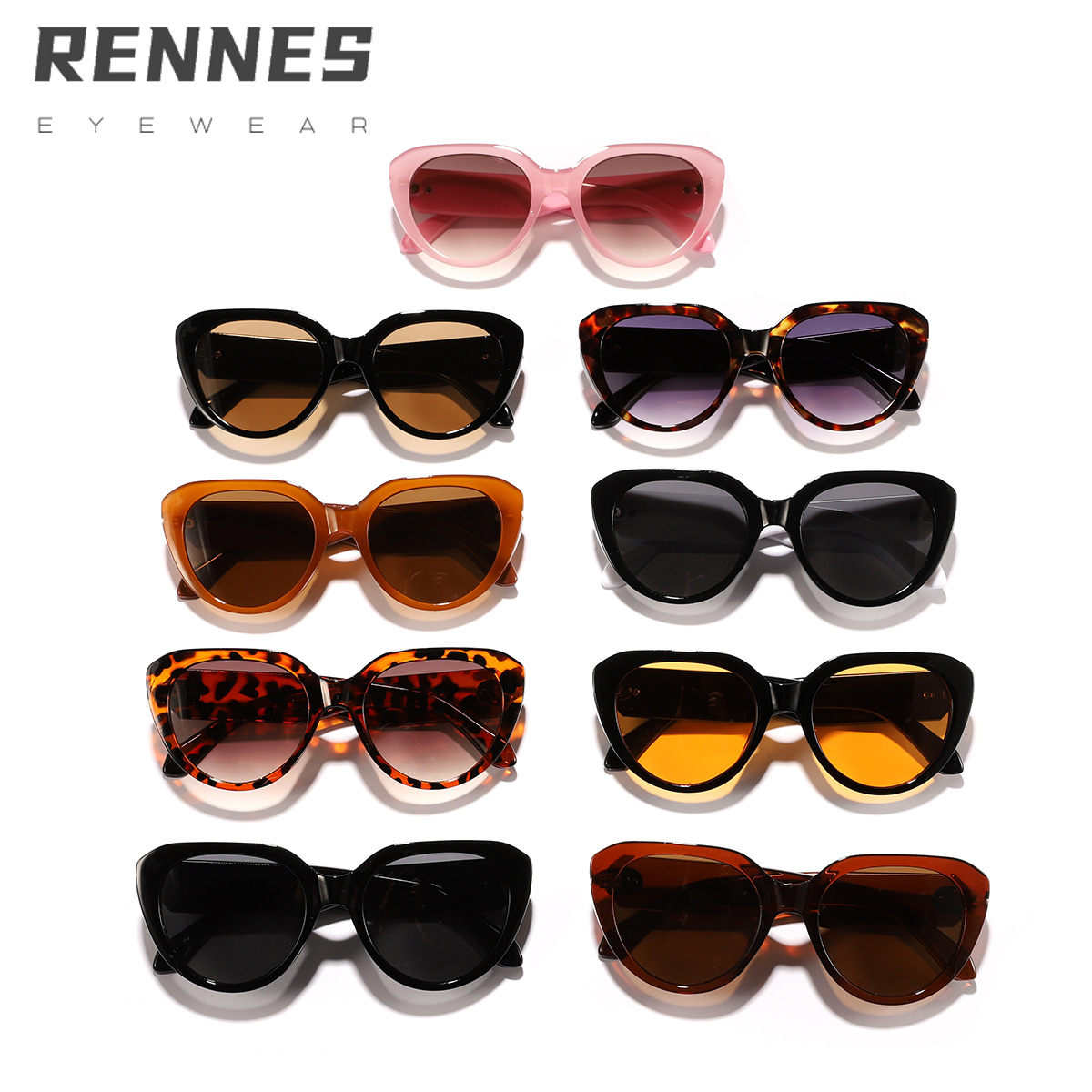 Nuevas gafas de sol ojo de gato, accesorios de gemas de personalidad europea y americana, moda transfronteriza, gafas de sol anti-ultravioleta al aire libre de todo fósforo, mujeres