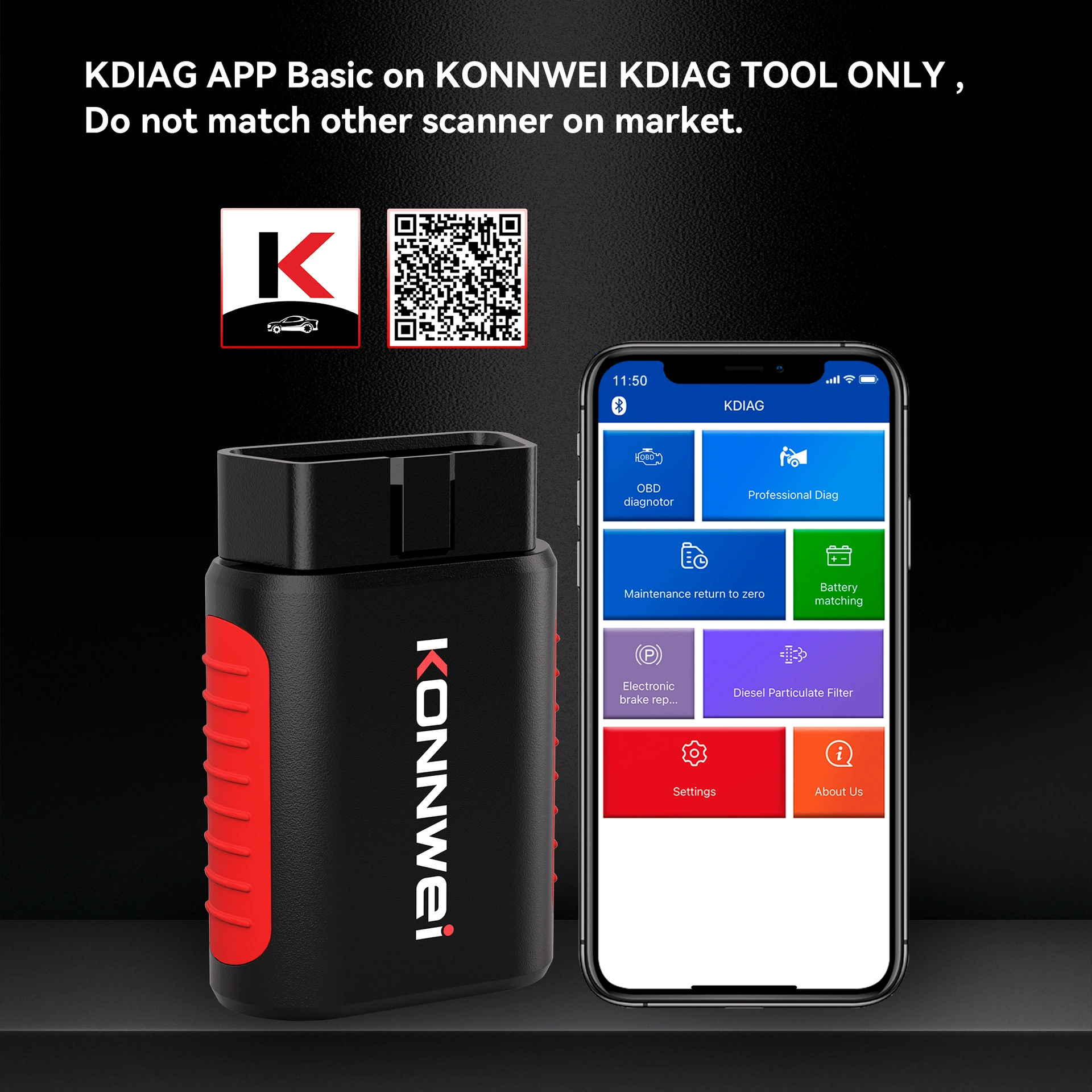 Диагностический сканер KONNWEI KDIAG OBD2 EOBD, полнофункциональный, для диагностики всех систем автомобиля