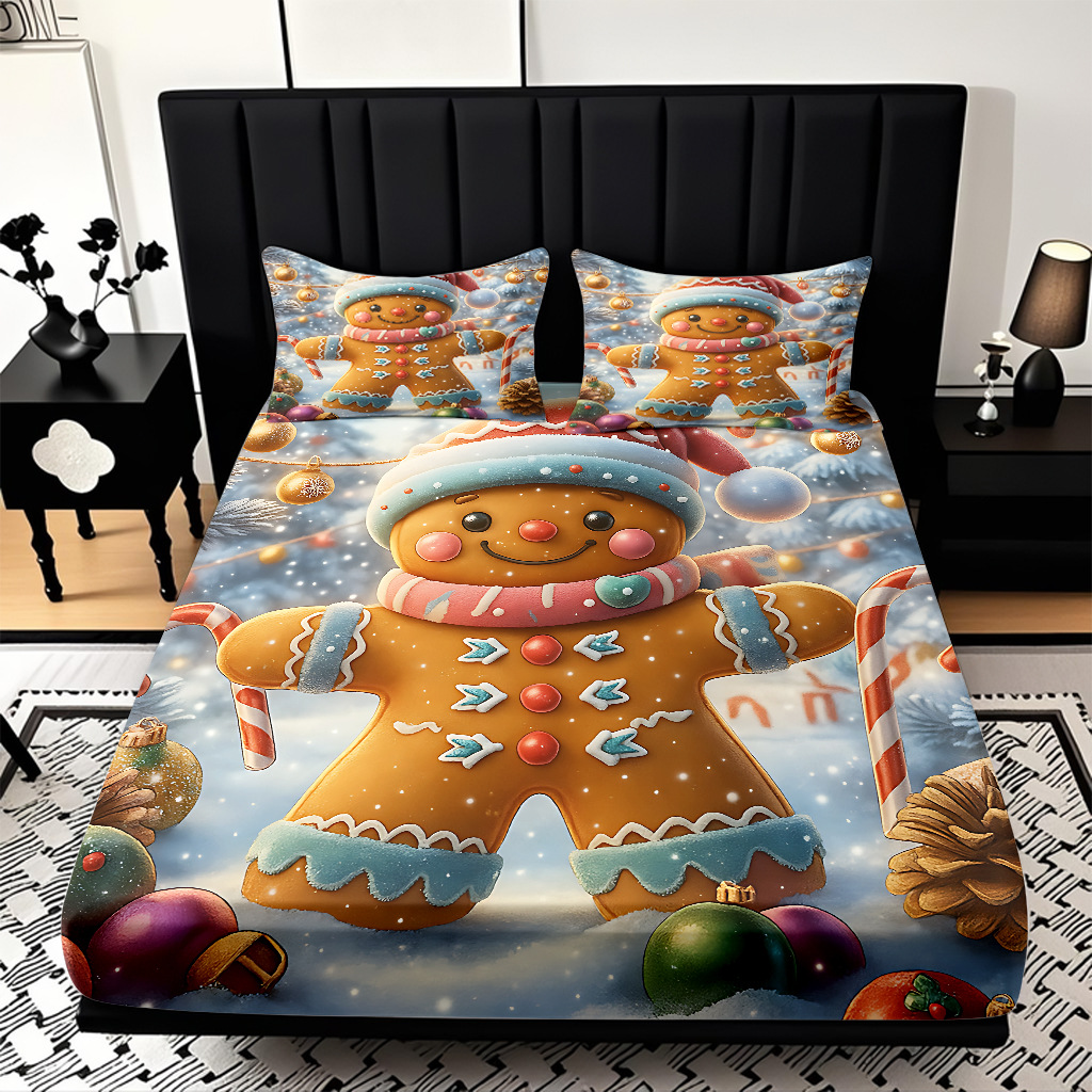 TEMU / JIT nuevos productos transfronterizos adorables series de Navidad molido HD impresión digital cama de cama Kasa set ropa de cama