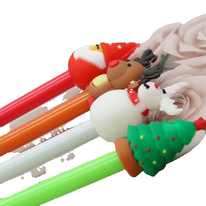 Bolígrafo de dibujos animados con diseño de Papá Noel y árbol de Navidad, papelería bonita, stock disponible para envío internacional, bolígrafo portátil.