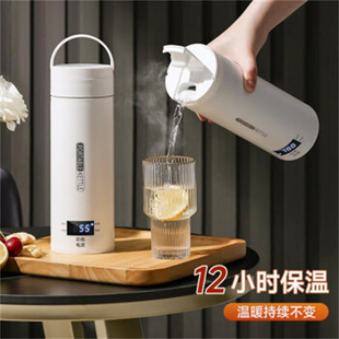 Intelligent Heating Electric Hot Water Cup Integrated Thermos Cup Portable Travel Office Mini Small Stainless Steel Water Kettle