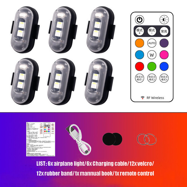 Cross-Border Wireless Remote Control Aircraft Lights, Cars and Motorcycles, Colorful Flashing Warning Lights, Drone Pilot Lights, Charging