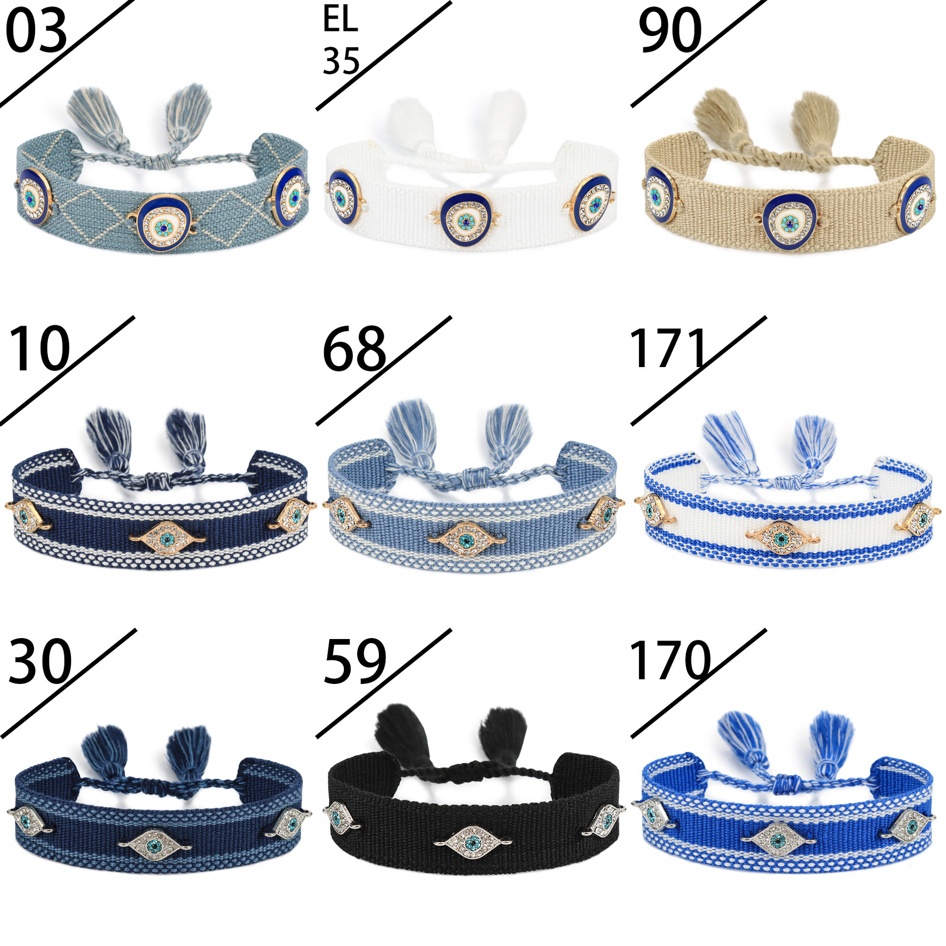 10g Weight Rhinestones Inlay Material Bracelets Classification Polyester Chain Material 1 Piece Quantity Holiday, Daily Occasion Polyester Material Devil's Eye, Heart Shape Pattern Unisex Gender Tassel, Braid, Inlay Design Casual Style Casual Devil's Eye Heart Shape Rhinestones Polyester Wholesale Bracelets 无