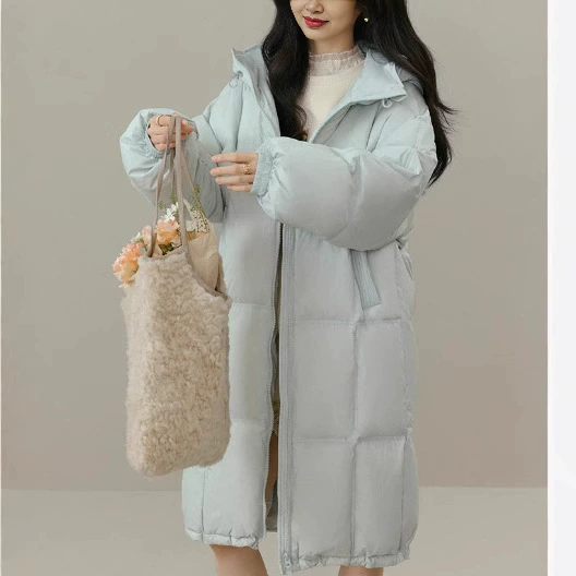 31956 пуховик с капюшоном до колен женский 2024 зимний