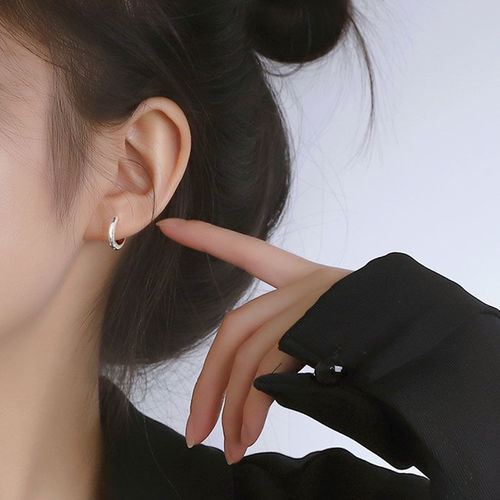 Sleep without removing pure silver earrings for women, small ear rings, new  trendy cool ear bones, Instagram student