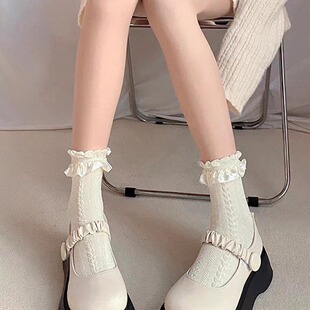 Spring and Summer Thin White Lace Mid-length Socks Princess Socks Children Japanese All-match JK Socks Lolita Fairy Socks
