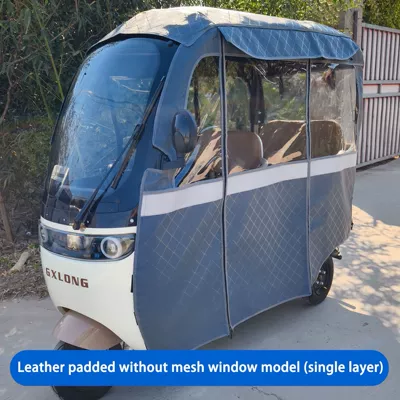 Jinpeng Su7 Tricycle-Specific Rain Curtain Elektromobil üçün ön şüşə çətiri (günlük) - leather-plus-velvet-without-mesh-window-single-layer-grey
