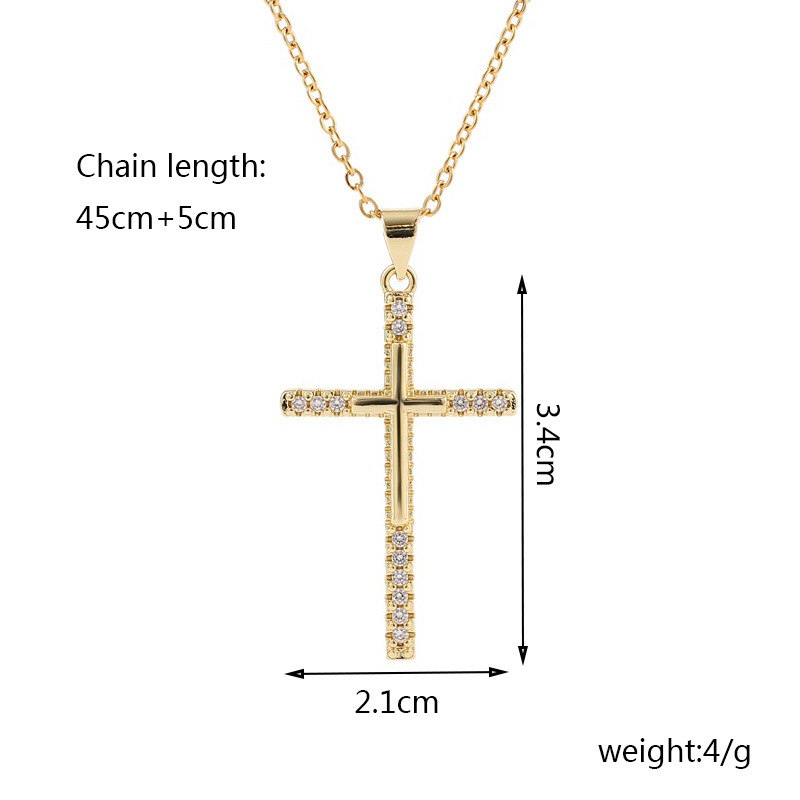 Simple Copper Inlaid Zirconium Cross Necklace Wholesale Nihaojewelry display picture 1