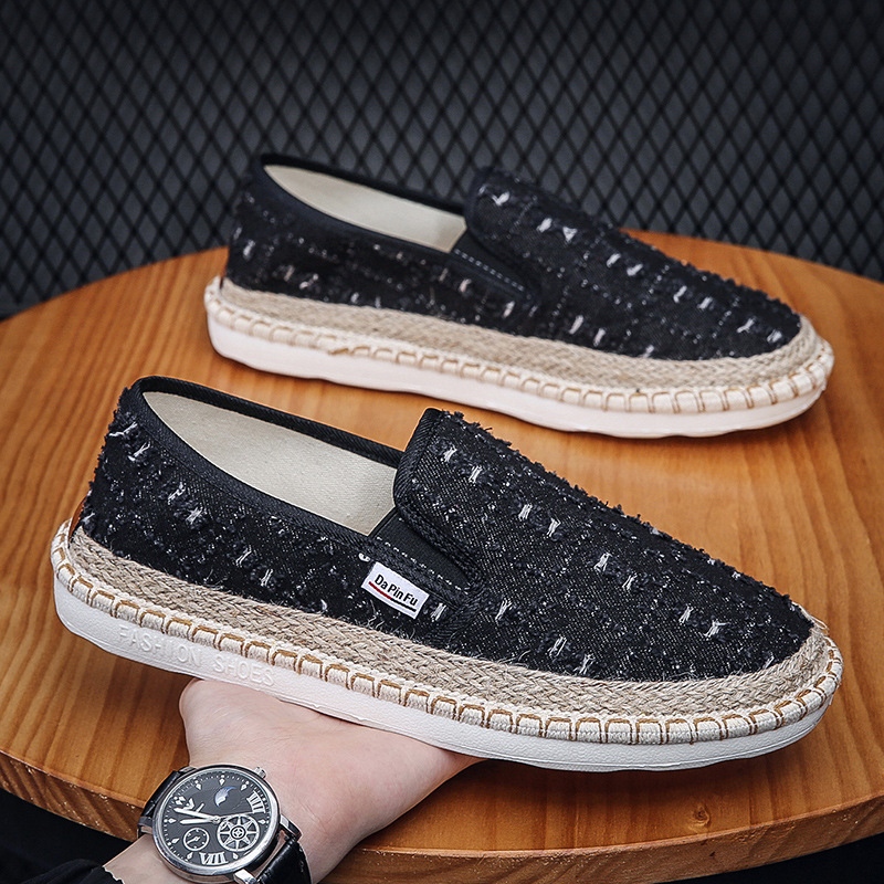 Cross-border Foreign Trade Men's Slip-on Lazy Driving Fisherman Shoes New Canvas Shoes Old Beijing Cloth Shoes Beggar Shoes