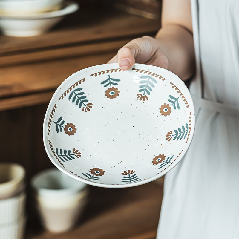 Plato de cerámica de flores exquisitas retro platos de platos