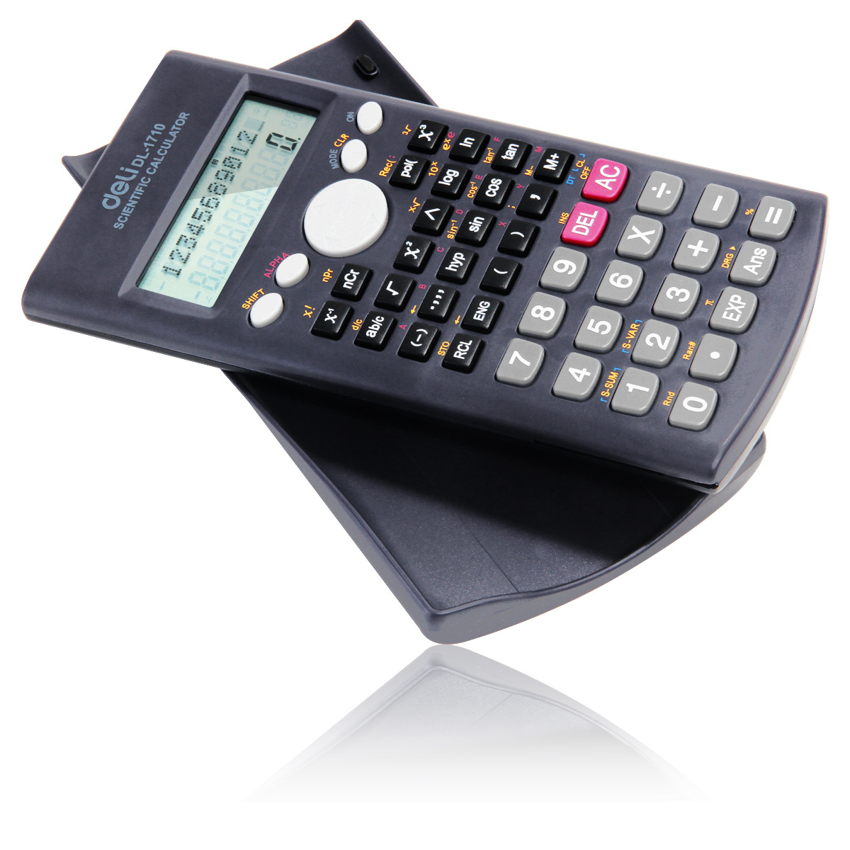 Deli 1710 estudiante de pantalla grande función De ciencia multifuncional Calculadora de protección de cubierta deslizante