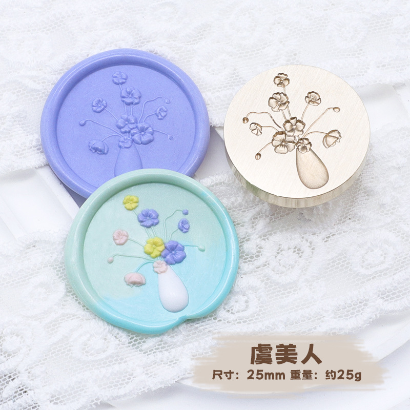 Sello de pintura de fuego serie de plantas tulipán rosa artística fuego pintura sello creativo cera regalo