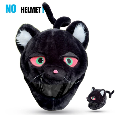 Cross-Border Plush Personalized Animal Dəbilqə (Kaska) aksesuarları - black-cat