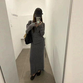 ON LINE  韩版设计感系带羊毛衫女秋冬显瘦v领百搭毛衣女88235y