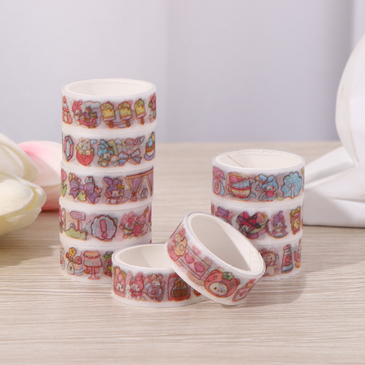 10 rollos de pet mate pegatinas de cinta adhesiva regalo de premios para niños dibujos animados diy pegatinas de material decorativo